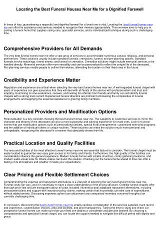 Discovering the very best Funeral Residences Near Me for a Dignified Farewell