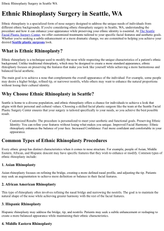 Rhinoplasty Surgery in Seattle WA