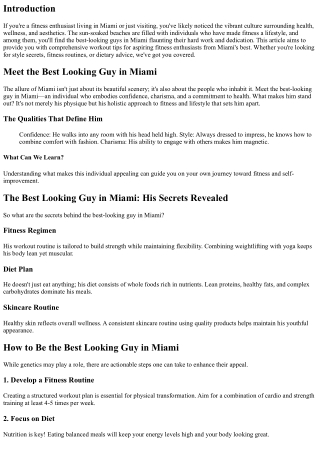 Workout Tips for Aspiring Fitness Enthusiasts from Miami's Best