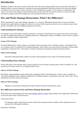 Fire and Water Damage Restoration: What’s the Difference?