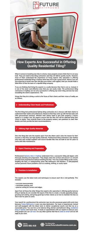 How Experts Are Successful in Offering Quality Residential Tiling