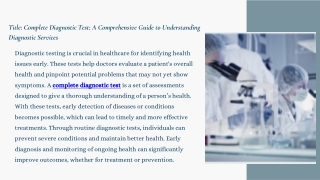 Complete Diagnostic Test Solutions for Accurate Results