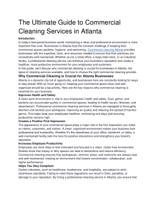 The Ultimate Guide to Commercial Cleaning Services in Atlanta