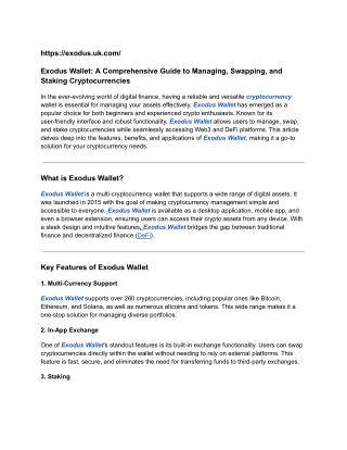 Exodus Wallet_ A Comprehensive Guide to Managing, Swapping, and Staking Cryptocurrency