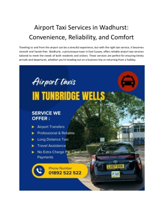 Airport Taxi Services in Wadhurst_ Convenience, Reliability, and Comfort
