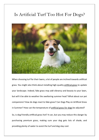Is Artificial Turf Too Hot For Dogs?