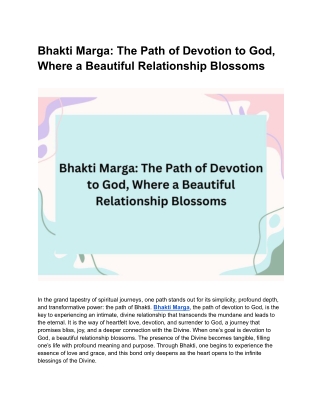 The Role of Guru in Bhakti Marga