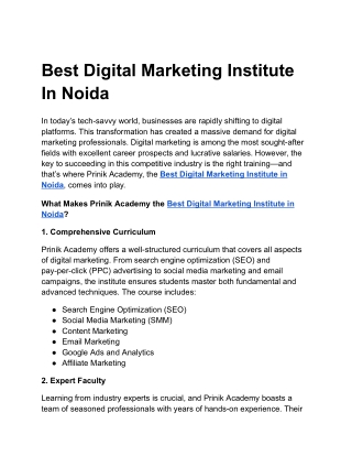 Best Digital Marketing Institute In Noida