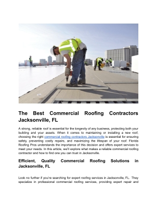 The Best Commercial Roofing Contractors in Jacksonville, FL