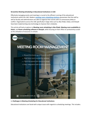 Streamline Meeting Scheduling in Educational Institutions in UAE