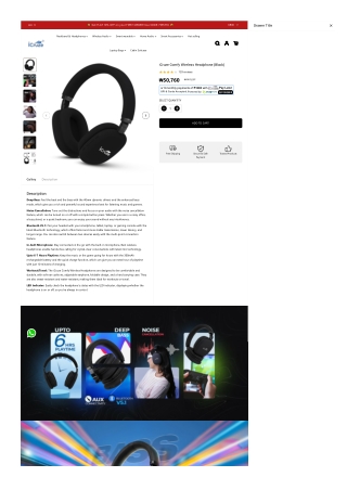 iCruze Comfy Wireless Headphones with Noise Cancellation (Black)