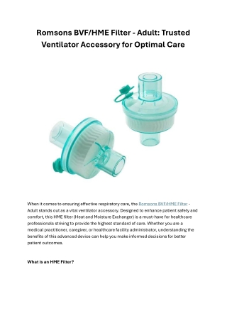 Romsons BVF/HME Filter - Adult: Trusted Ventilator Accessory for Optimal Care