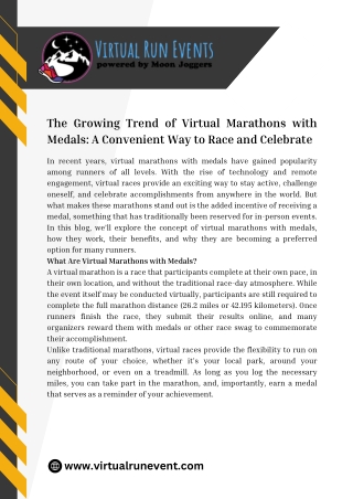 The Growing Trend of Virtual Marathons with Medals A Convenient Way to Race and Celebrate