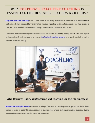 Why Corporate Executive Coaching is Essential for Business Leaders and CEOs