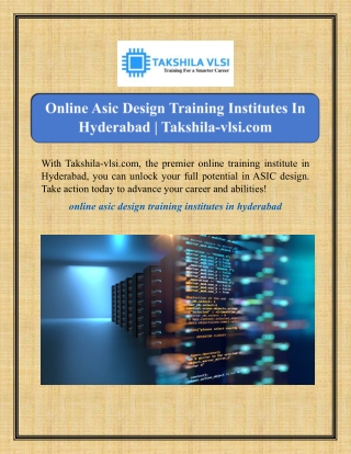 Online Asic Design Training Institutes In Hyderabad | Takshila-vlsi.com