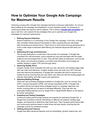 How to Optimize Your Google Ads Campaign for Maximum Results