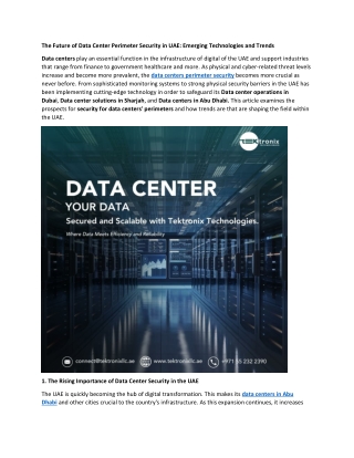 The Future of Data Center Perimeter Security in UAE