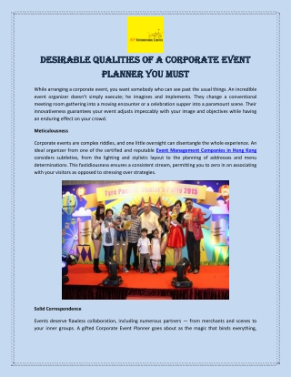 Desirable Qualities of a Corporate Event Planner You Must