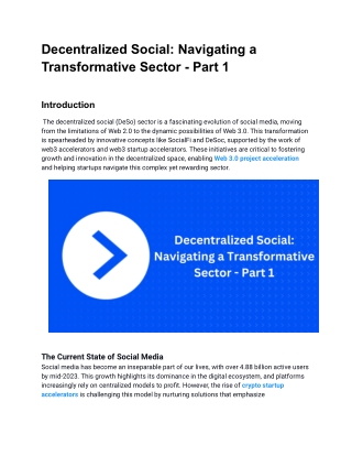 Decentralized Social: Navigating a Transformative Sector - Part 1