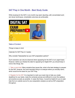 SAT Prep in One Month - Best Study Guide