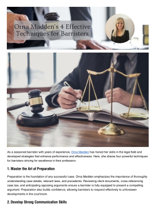 Orna Madden's 4 Effective Techniques for Barristers