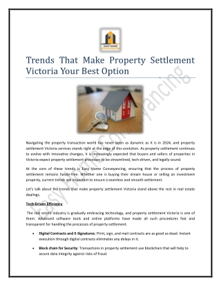 Trends That Make Property Settlement Victoria Your Best Option