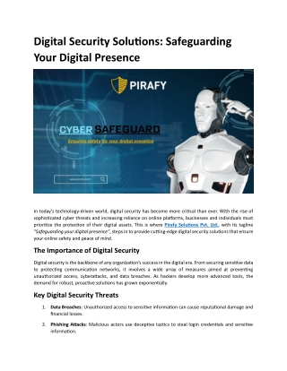 Digital Security Solutions: Safeguarding Your Digital Presence