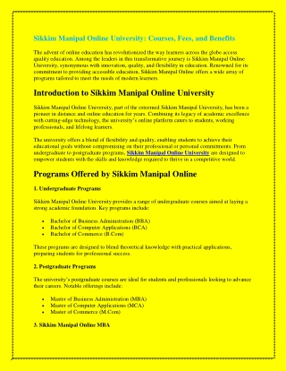 Sikkim Manipal Online University