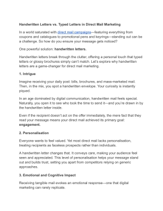 Handwritten Letters vs. Typed Letters in Direct Mail Marketing