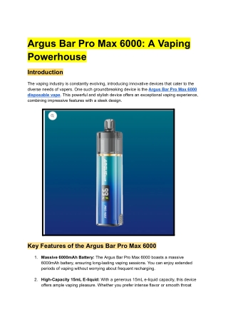 Argus Bar Pro Max 6000_ A Vaping Powerhouse