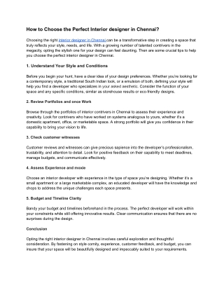 Interior designer in chennai