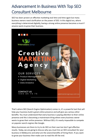 Advancement In Business With Top SEO Consultant Melbourne