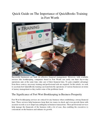 Quick Guide on The Importance of QuickBooks Training in Fort Worth