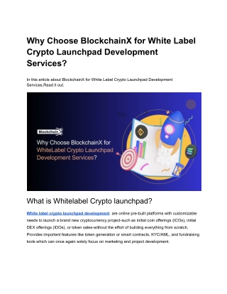 Why Choose BlockchainX for White Label Crypto Launchpad Development Services