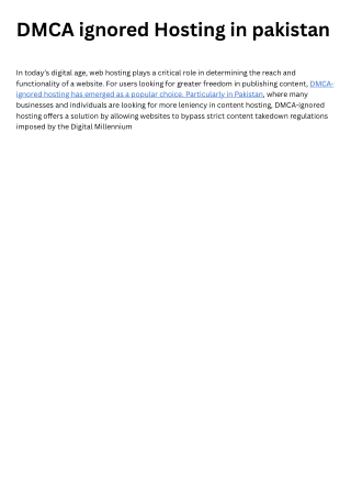 DMCA ignored Hosting in pakistan