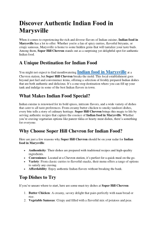 Discover Authentic Indian Food in Marysville