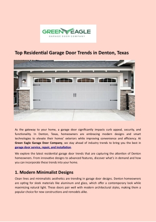 Top Residential Garage Door Trends in Denton, Texas
