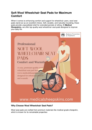 Soft Wool Wheelchair Seat Pads for Maximum Comfort