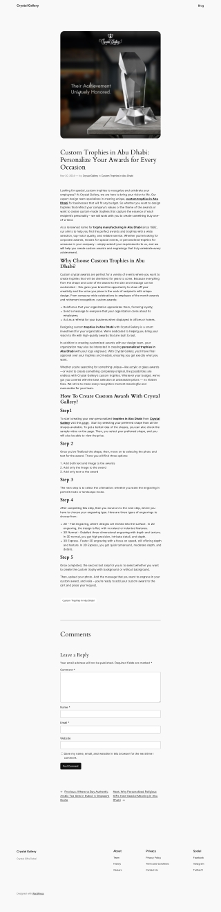 Custom Trophies in Abu Dhabi Personalize Your Awards for Every Occasion