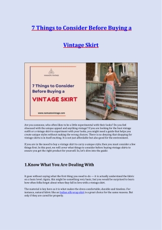 7 Things to Consider Before Buying a Vintage Skirt