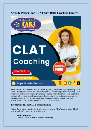 Steps to Prepare for CLAT with Delhi Coaching Centers