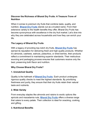 Discover the Richness of Bharat Dry Fruits_ A Treasure Trove of Nutrition