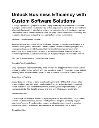 Unlock Business Efficiency with Custom Software Solutions