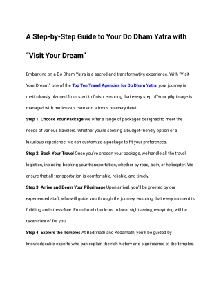 A Step-by-Step Guide to Your Do Dham Yatra with “Visit Your Dream”