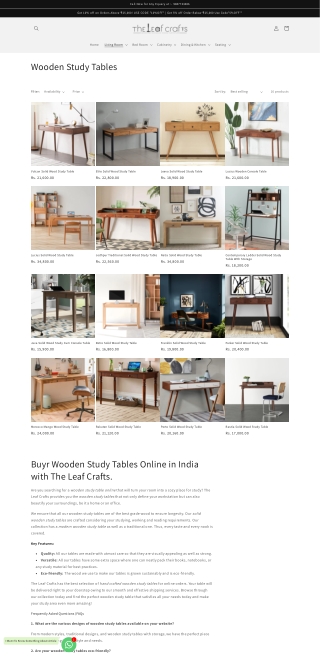 Explore Premium Wooden Study Tables Online in India