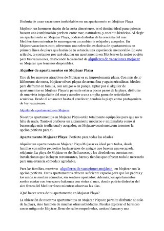 Alquileres vacacionales en Mojácar