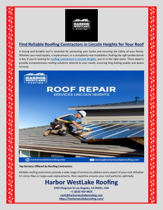 Find Reliable Roofing Contractors in Lincoln Heights for Your Roof