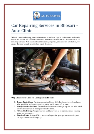Car Repairing Services in Bhosari - Auto Clinic
