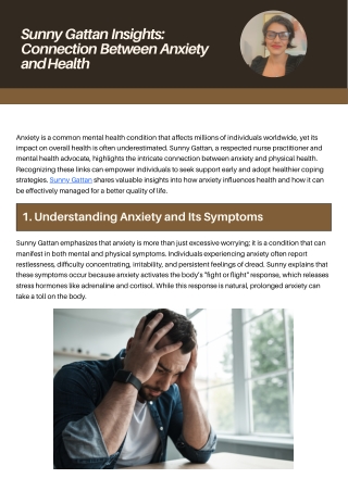 Sunny Gattan Insights Connection Between Anxiety and Health