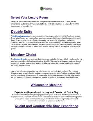 Select Your Luxury Room |Meolinol Hotel